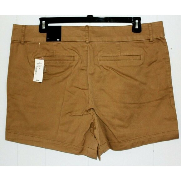 Womens Shorts Size 18 New High Rise Tan Beige Walking Minimalist Cotton Blend - Picture 2 of 3